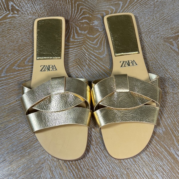 ZARA Metallic Gold Women's Sandals 40 - Picture 6 of 13